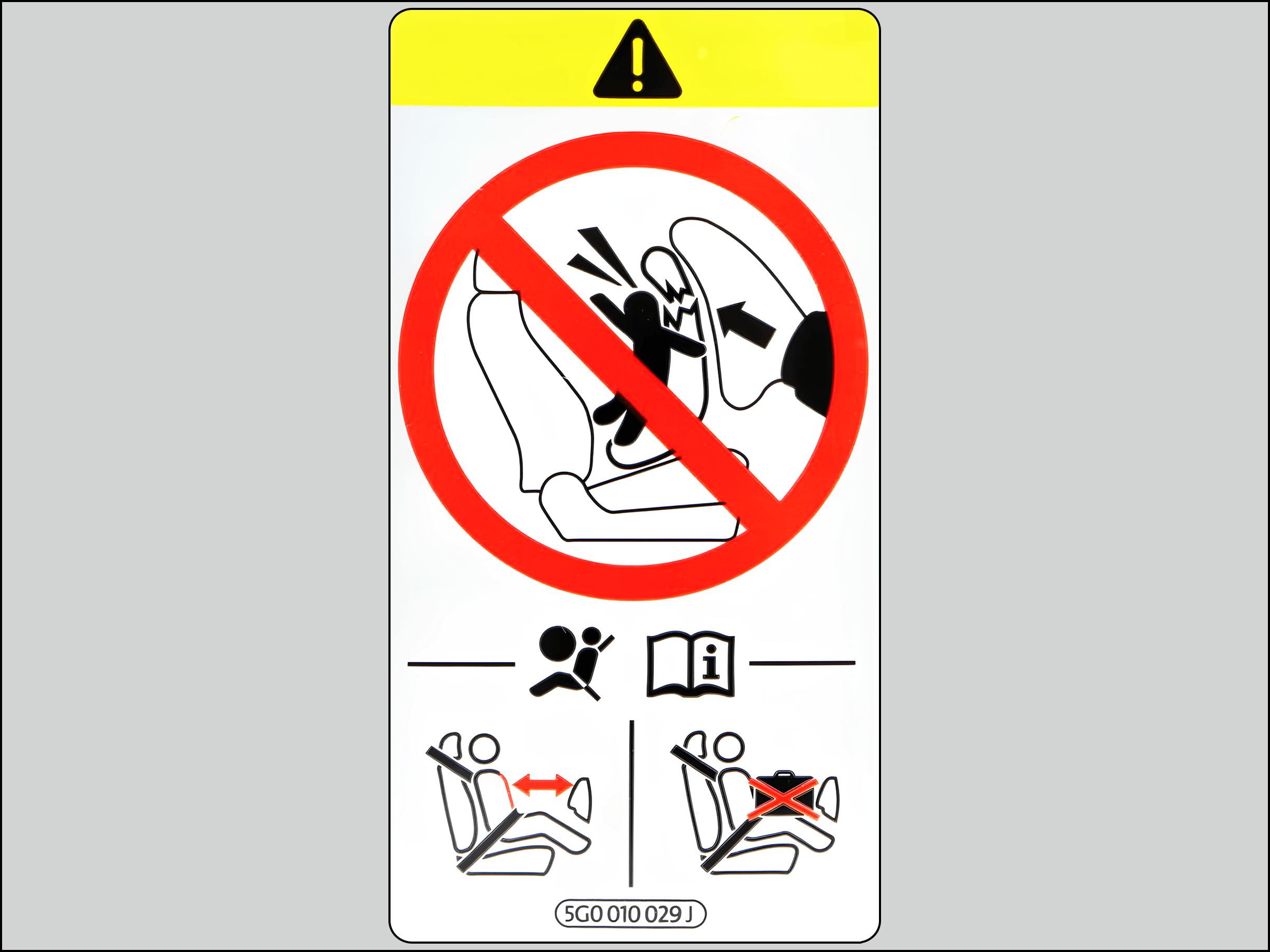 Fig. 64 On the B-pillar on the front passenger side: airbag sticker