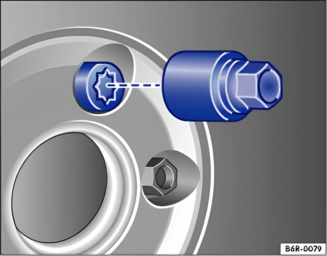 Fig. 169 Changing a wheel: anti-theft bolt and adapter