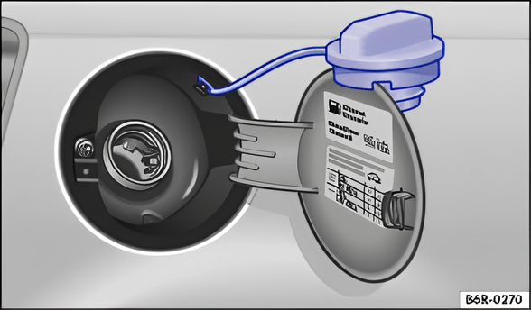 Fig. 133 Open tank flap with the tank cap hooked in place