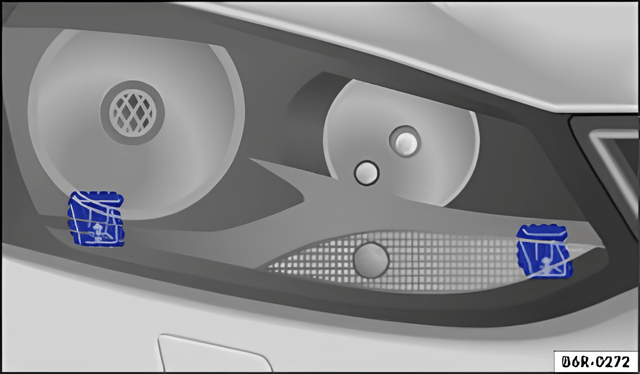 Fig. 179: Guides for installing the right headlight.
