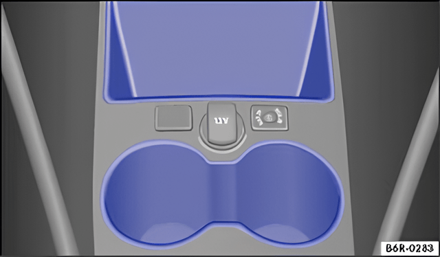 Fig. 145 In the front centre console: stowage compartment and drink holders