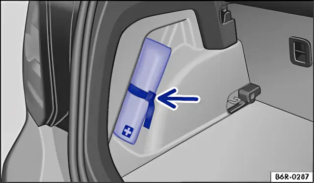 Fig. 155 In the luggage compartment: holder for the first aid kit