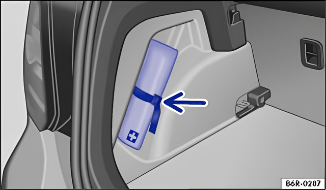 Fig. 155 In the luggage compartment: holder for the first aid kit