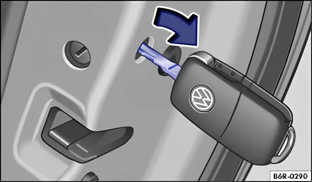 Fig. 159 Manually locking the vehicle with the vehicle key