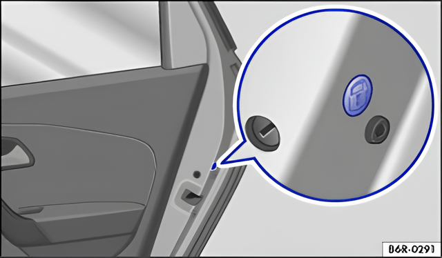Fig. 158 In the end face of the right-hand door: manual lock covered by a rubber seal