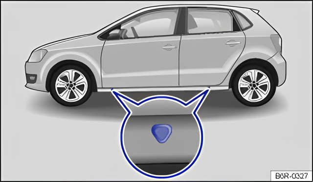 Fig. 170 Jacking points for the vehicle jack (mirrored on the right-hand side of the vehicle)
