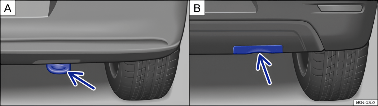 Fig. 196 In the rear bumper on the right-hand side: removal of the covers for the towing eye