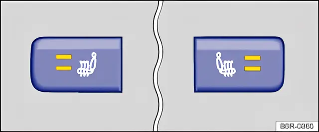 Fig. 43 In the centre console: buttons for the front seat heating