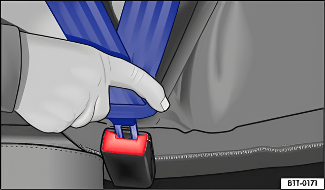 Fig. 50 Inserting the latch plate into the belt buckle