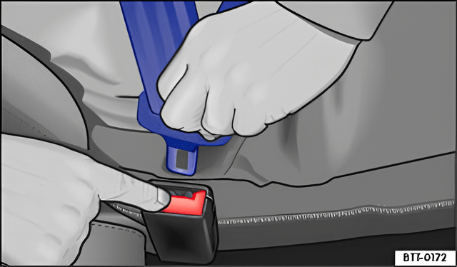 Fig. 51 Releasing the latch plate from the belt buckle
