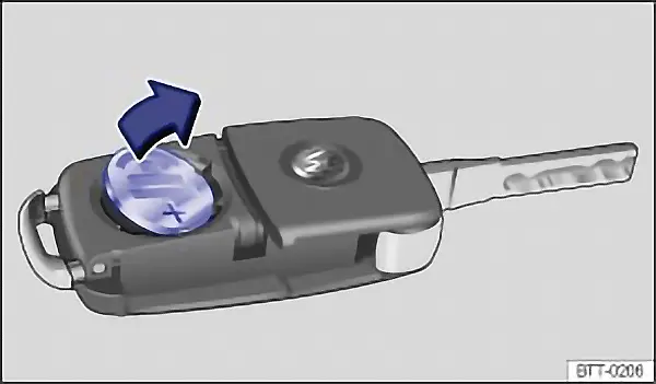 Fig. 22 Vehicle key: removing the battery Fig. 22 Vehicle key: removing the battery