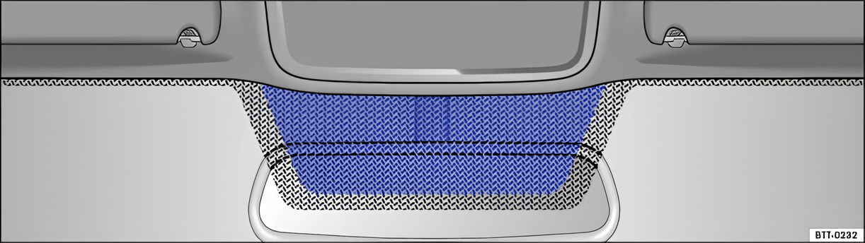 Fig. 72 Windscreen with reflective metallic coating and communication window (blue area)