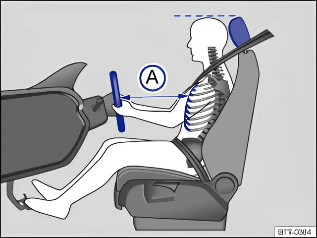 Fig. 35 There must be a distance of at least 25 cm between the driver and the steering wheel
