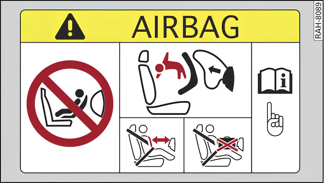 Fig. 63 On the front passenger sun visor: airbag sticker