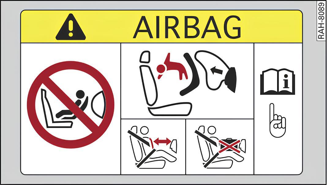Fig. 63 On the front passenger sun visor: airbag sticker